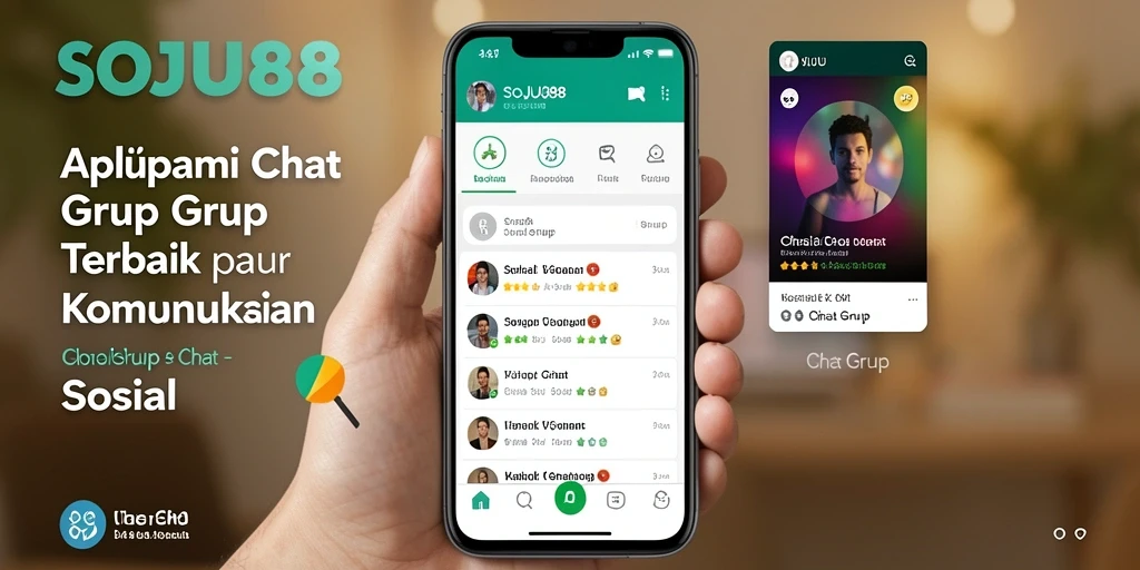 Screenshot utama SOJU88 menampilkan antarmuka pengguna dengan berbagai fitur Chat Grup.