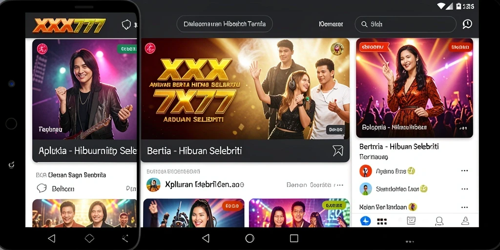 Tampilan antarmuka menarik dari aplikasi XXX777 untuk berita selebriti.