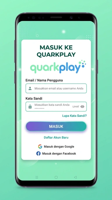 Tampilan halaman login quarkplay